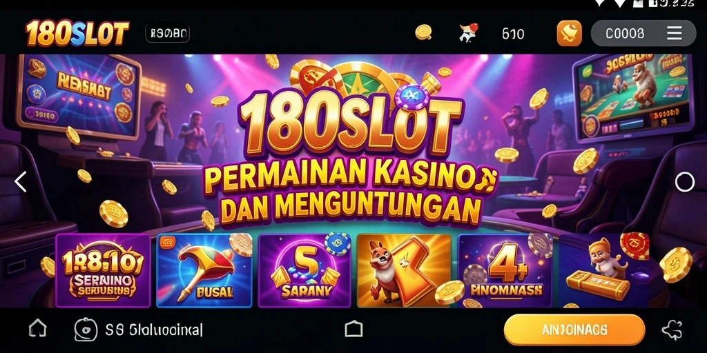 Screenshot utama 180SLOT menampilkan gameplay seru mesin slot.