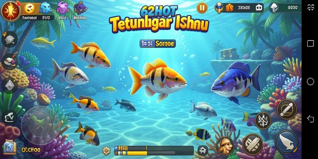 Tampilan gameplay 62HOT yang seru dengan aksi menangkap ikan.