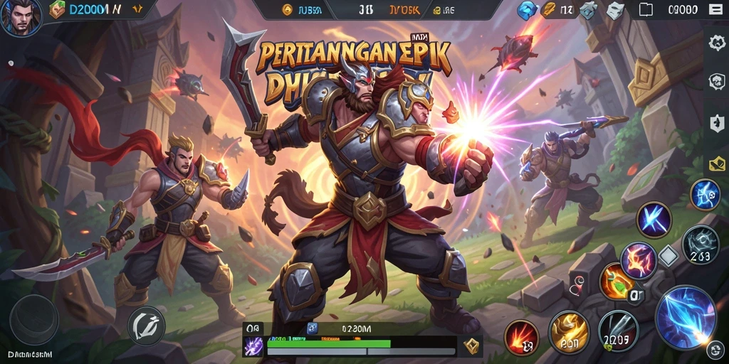 Screenshot D200M menampilkan aksi seru dalam pertarungan MOBA.