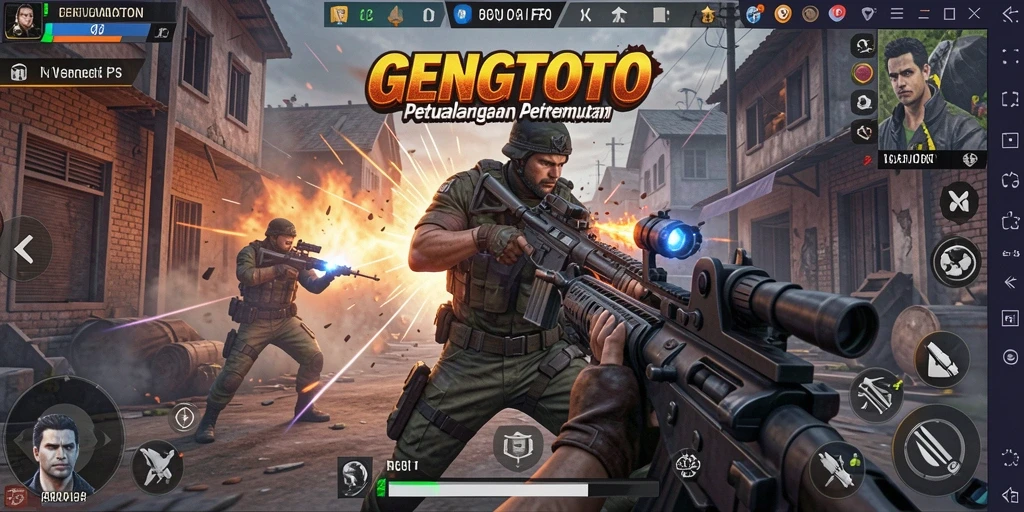 Screenshot menampilkan pertempuran seru dalam GENGTOTO FPS.