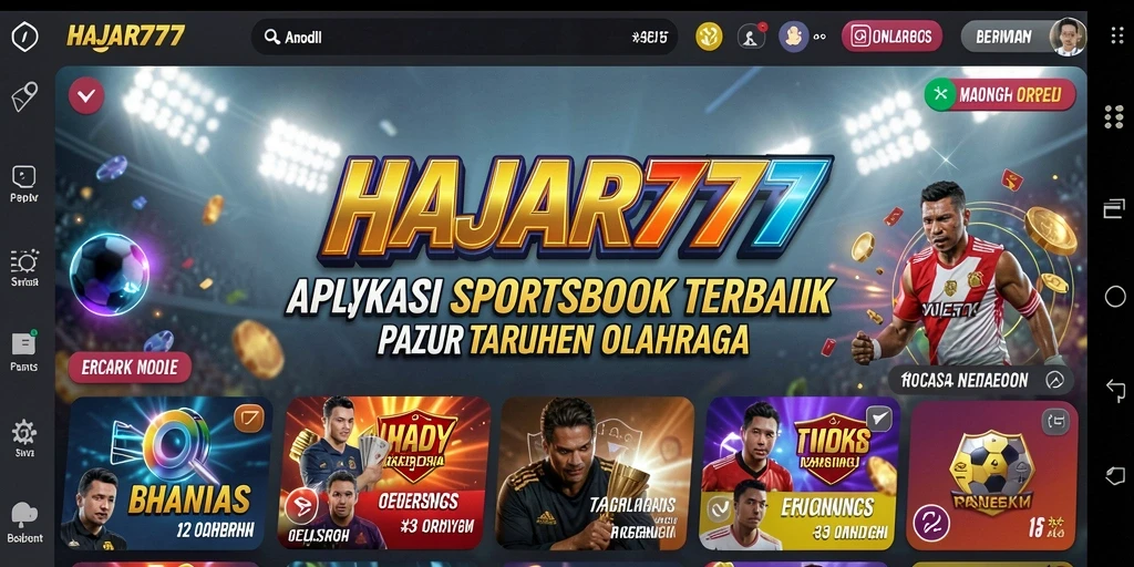 Tampilan utama HAJAR777 dengan fitur taruhan olahraga yang menarik.
