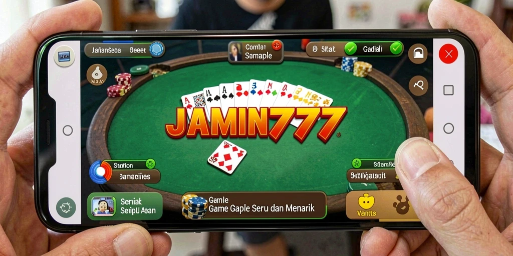 Tampilan gameplay seru permainan Gaple JAMIN777 dengan efek visual menarik.