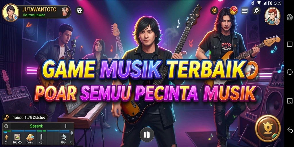 Screenshot menunjukkan gameplay menarik JUTAWANTOTO dengan berbagai lagu.