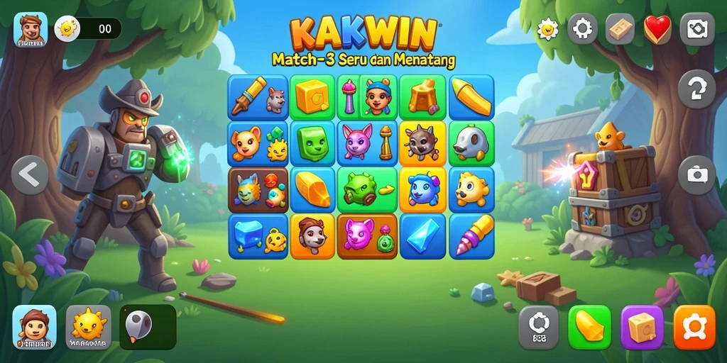 Tampilan gameplay KAKWIN yang menarik dan penuh warna.