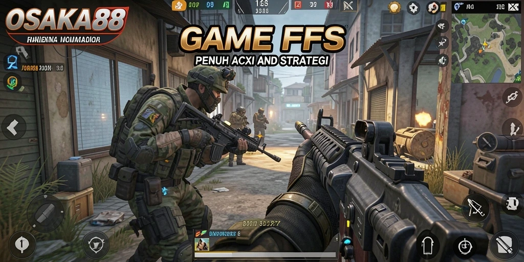 Screenshot gameplay OSAKA88 menampilkan aksi menembak yang mendebarkan.