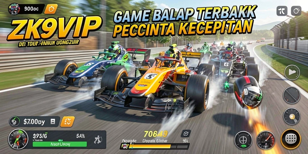 Screenshot gameplay ZK9VIP menunjukkan aksi balap yang mendebarkan.