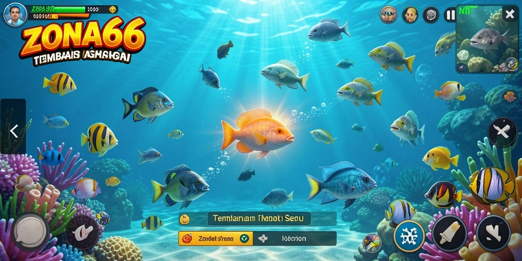 Tampilan gameplay ZONA66 dengan aksi menembak ikan yang seru.