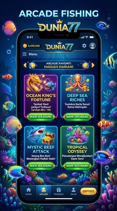 Tampilan beranda dunia77 yang menarik dan mudah dinavigasi.